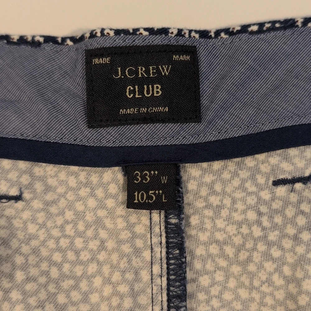 J. Crew Men's 33 x 10.5 Flat Front Novelty Print Club Shorts Style #E6137